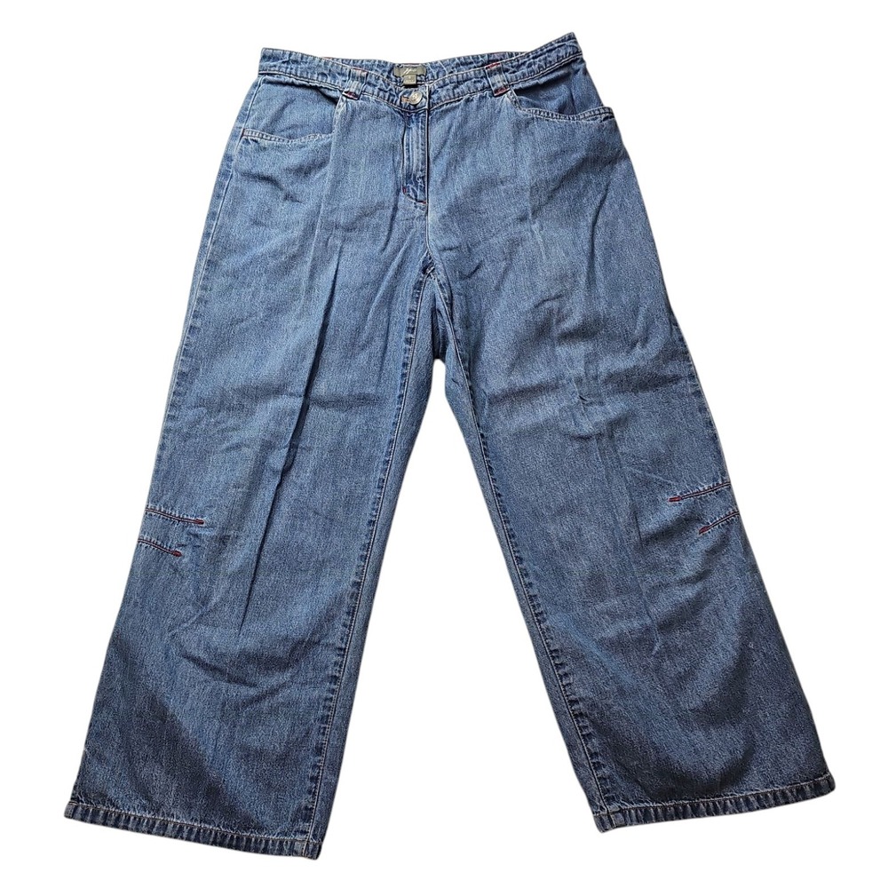 J Jill Denim‎ Jeans Wide Leg Cropped High Waist Blue 6 Vintage Made in Hong Kong